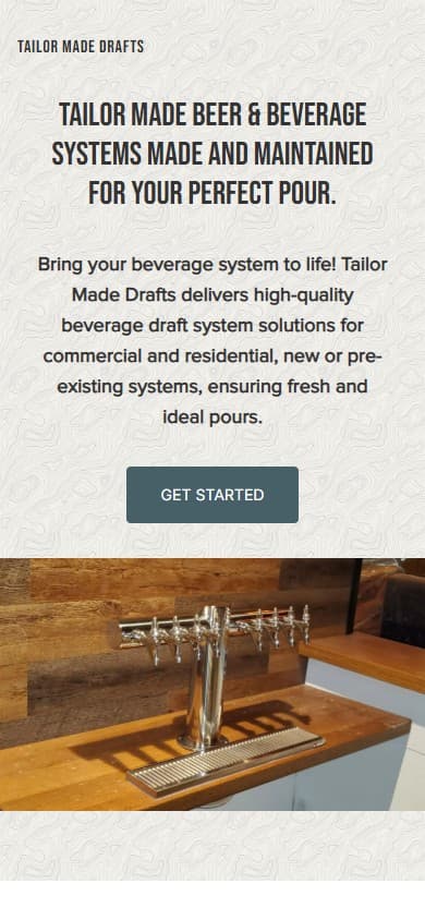Tailor Made Drafts website on mobile